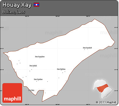 Gray Simple Map of Houay Xay, cropped outside