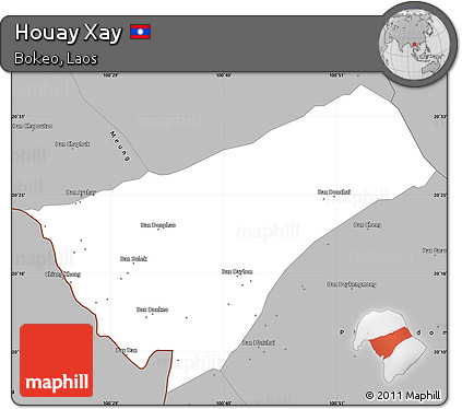 Gray Simple Map of Houay Xay
