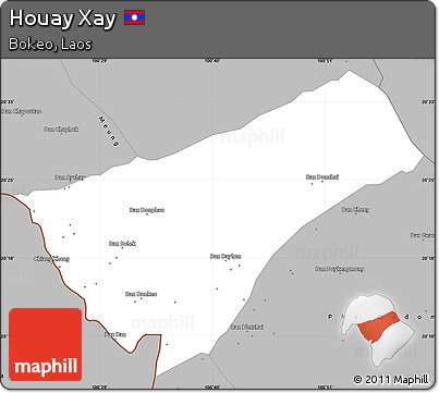 Gray Simple Map of Houay Xay