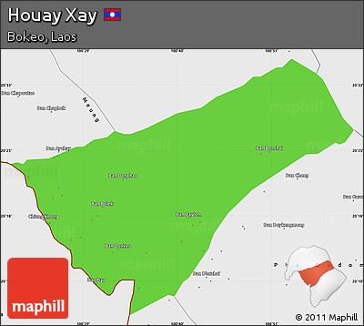Political Simple Map of Houay Xay, single color outside, borders and labels