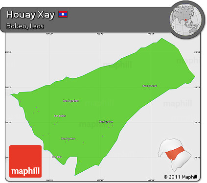 Political Simple Map of Houay Xay, single color outside