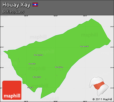 Political Simple Map of Houay Xay, single color outside
