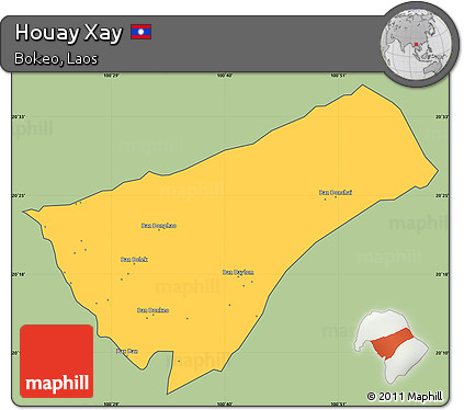 Savanna Style Simple Map of Houay Xay, cropped outside
