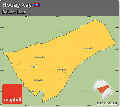 Savanna Style Simple Map of Houay Xay, cropped outside