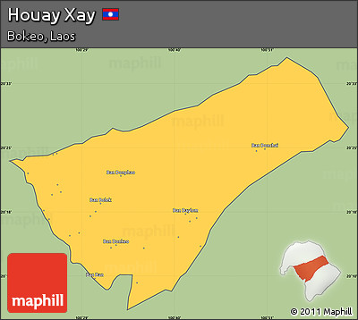 Savanna Style Simple Map of Houay Xay, cropped outside