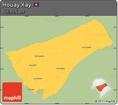 Savanna Style Simple Map of Houay Xay, single color outside