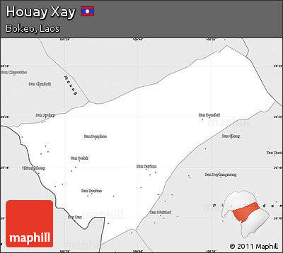 Silver Style Simple Map of Houay Xay