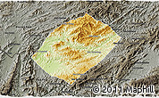 Physical 3D Map of Pha Oudom, darken, semi-desaturated