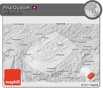 Silver Style 3D Map of Pha Oudom