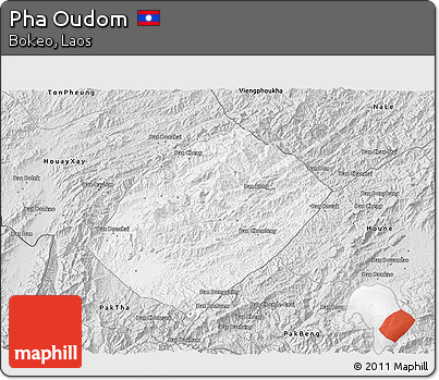 Silver Style 3D Map of Pha Oudom