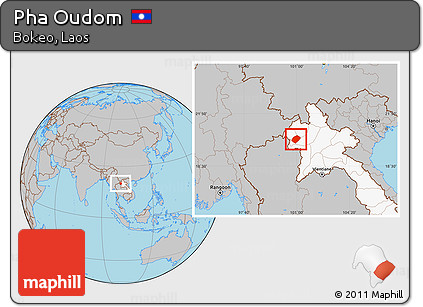 Gray Location Map of Pha Oudom, highlighted country