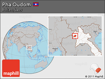 Gray Location Map of Pha Oudom, highlighted country