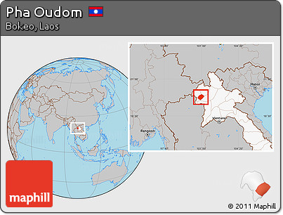 Gray Location Map of Pha Oudom, highlighted country