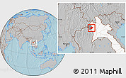 Gray Location Map of Pha Oudom, highlighted country, highlighted parent region, hill shading