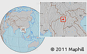 Gray Location Map of Pha Oudom, hill shading