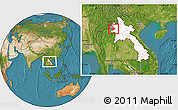 Satellite Location Map of Pha Oudom, highlighted country, highlighted parent region, within the entire country