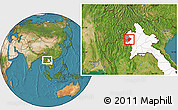 Satellite Location Map of Pha Oudom, highlighted country, highlighted parent region