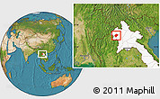 Satellite Location Map of Pha Oudom, highlighted country