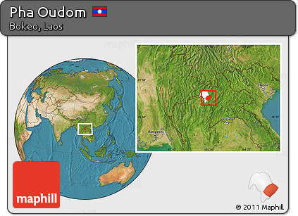 Satellite Location Map of Pha Oudom, highlighted parent region