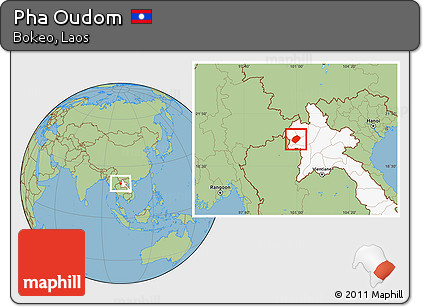 Savanna Style Location Map of Pha Oudom, highlighted country