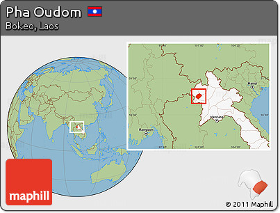 Savanna Style Location Map of Pha Oudom, highlighted country