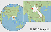 Savanna Style Location Map of Pha Oudom, highlighted country, highlighted parent region, within the entire country