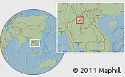 Savanna Style Location Map of Pha Oudom, highlighted parent region, within the entire country, hill shading