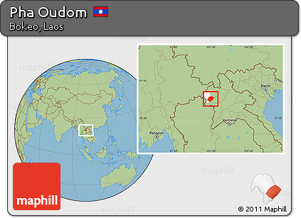 Savanna Style Location Map of Pha Oudom, highlighted parent region