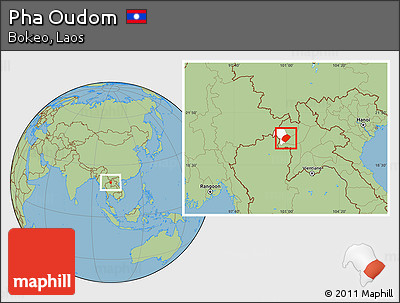 Savanna Style Location Map of Pha Oudom, highlighted parent region