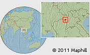 Savanna Style Location Map of Pha Oudom, hill shading