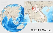 Shaded Relief Location Map of Pha Oudom, highlighted country, highlighted parent region, within the entire country