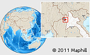 Shaded Relief Location Map of Pha Oudom, highlighted country, highlighted parent region
