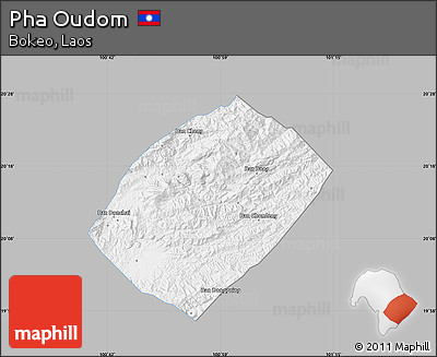 Gray Map of Pha Oudom, single color outside