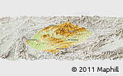 Physical Panoramic Map of Pha Oudom, lighten, semi-desaturated