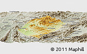 Physical Panoramic Map of Pha Oudom, semi-desaturated