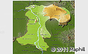 Physical 3D Map of Champassack, darken