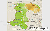 Physical 3D Map of Champassack, shaded relief outside