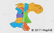 Political 3D Map of Champassack, cropped outside