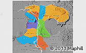 Political 3D Map of Champassack, desaturated