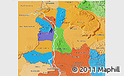Political 3D Map of Champassack, political shades outside