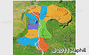 Political 3D Map of Champassack, satellite outside