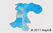 Political Shades 3D Map of Champassack, cropped outside