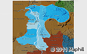 Political Shades 3D Map of Champassack, darken