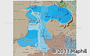 Political Shades 3D Map of Champassack, semi-desaturated