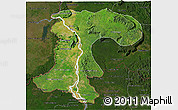 Satellite 3D Map of Champassack, darken