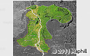 Satellite 3D Map of Champassack, desaturated