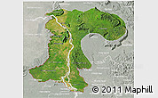 Satellite 3D Map of Champassack, lighten, semi-desaturated