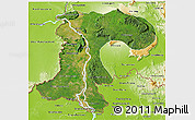 Satellite 3D Map of Champassack, physical outside