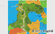 Satellite 3D Map of Champassack, political outside