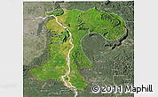 Satellite 3D Map of Champassack, semi-desaturated